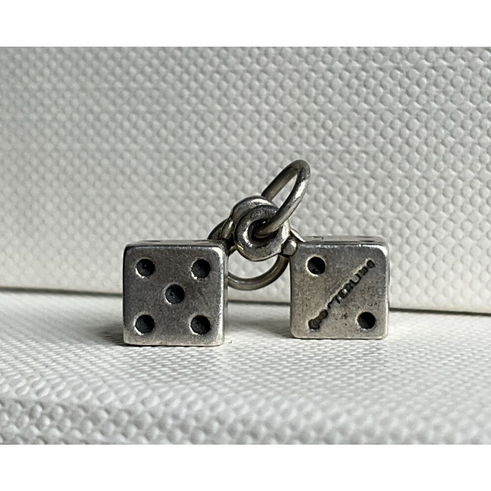 Vintage Sterling Silver Lucky Dice Charm Pendant Casino Gambling Theme